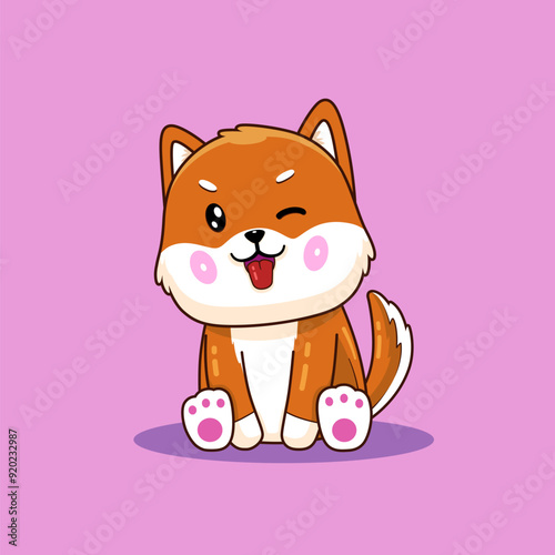 Cute Cartoon of Wing Shiba Inu Dog. Animal Flat Cartoon Character.