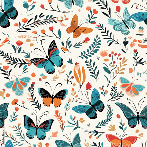 Butterflies and Floral Pattern