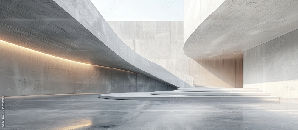 Modern Minimalist Architecture with Curved Concrete Walls and Sleek Design Elements Modern Minimalist Architecture with Curved Concrete Walls and Sleek Design Elements