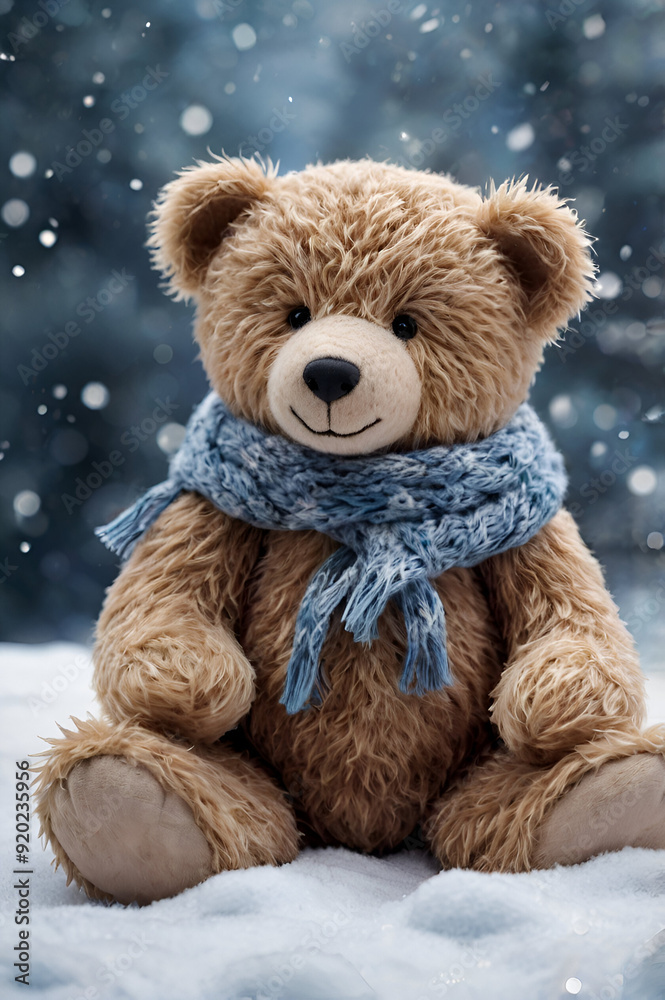 teddy bear on the snow