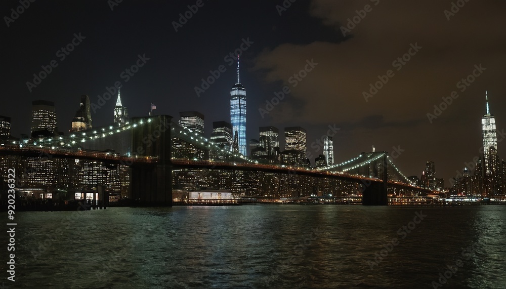 Obraz premium A night view of the Manhattan skyline from across the Hudson River 15