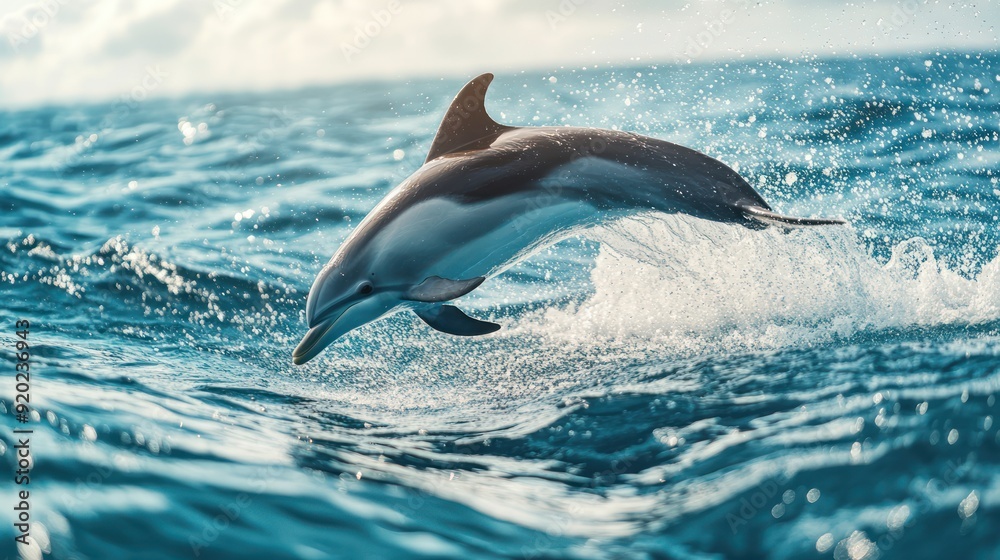 Fototapeta premium Dolphin Leaping Through the Waves