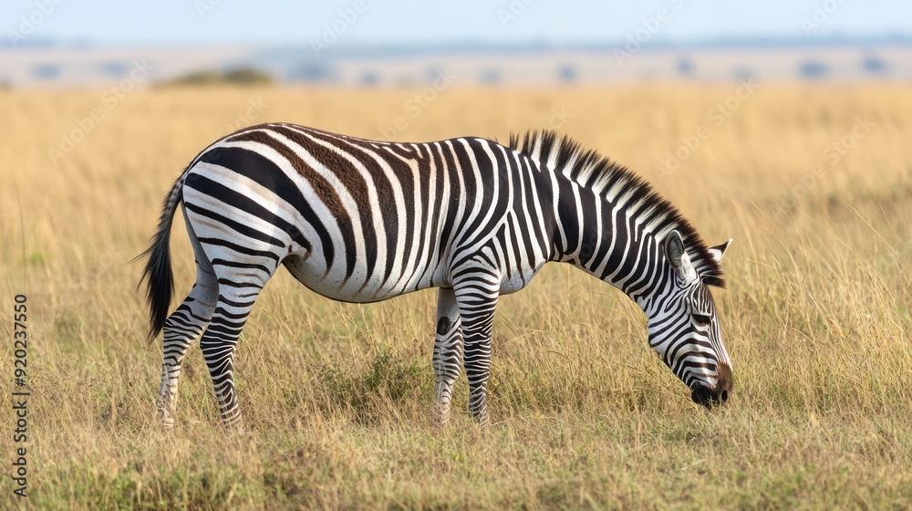 Fototapeta premium Zebra Grazing in the Savanna