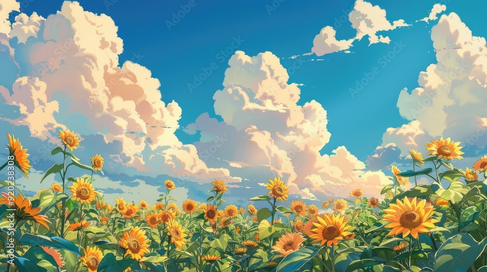 Vibrant Sunflower Field Under a Sunny Sky Vibrant Sunflower Field Under a Sunny Sky