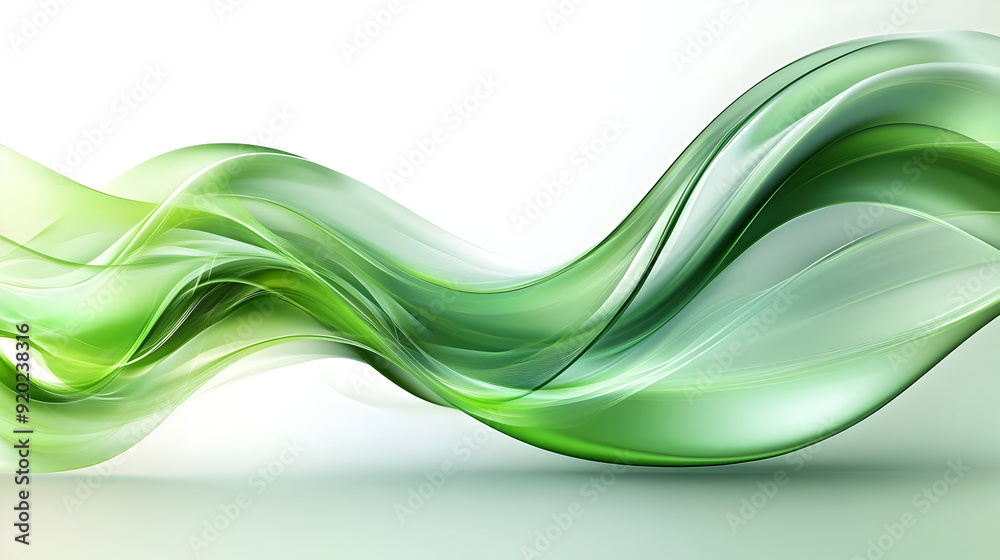 Obraz premium Abstract green waves creating a smooth, flowing design with a modern aesthetic.