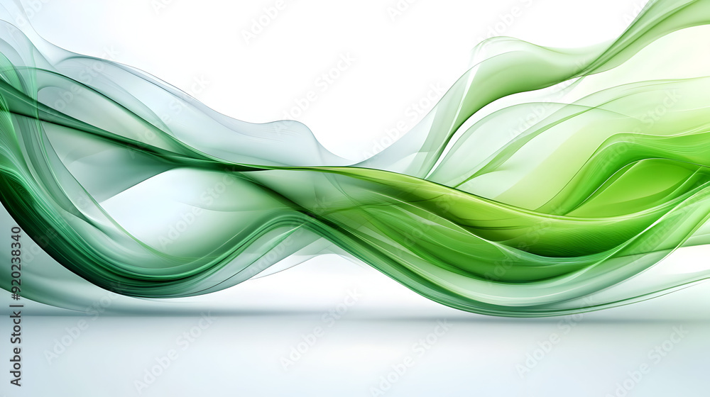 Abstract green wave design with smooth flowing lines on a light background. Abstract green wave design with smooth flowing lines on a light background.