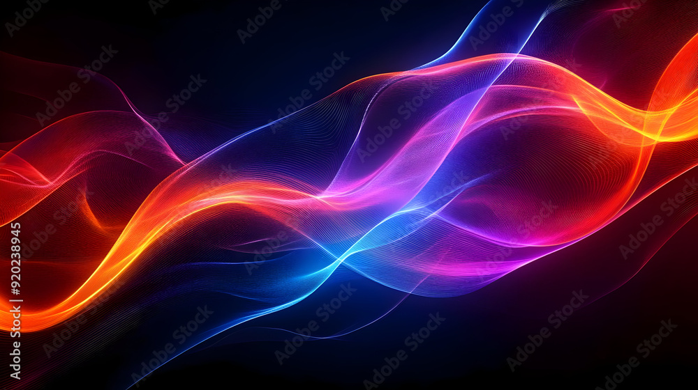 Abstract waves of vibrant colors flowing in a dark background, creating a dynamic visual effect. Abstract waves of vibrant colors flowing in a dark background, creating a dynamic visual effect.