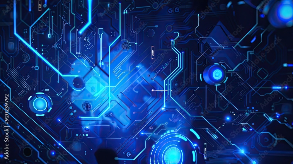 Obraz premium Abstract Blue Circuit Board Design