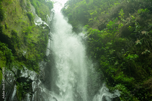 Beauty in nature, dramatic landscape of powerful waterfall flowing, amazing waterfall in tropical forest.