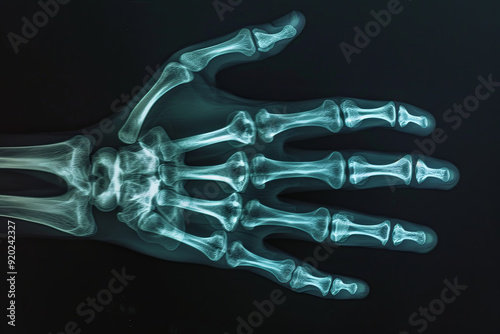 Hand X-ray, finger bones, medical radiography