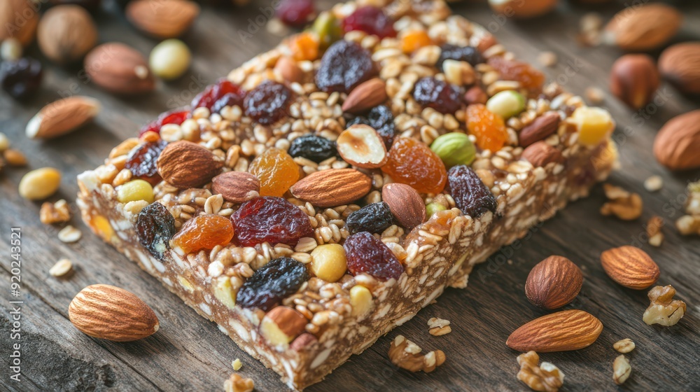 Delicious and Healthy Granola Bar with Nuts and Dried Fruits Delicious and Healthy Granola Bar with Nuts and Dried Fruits
