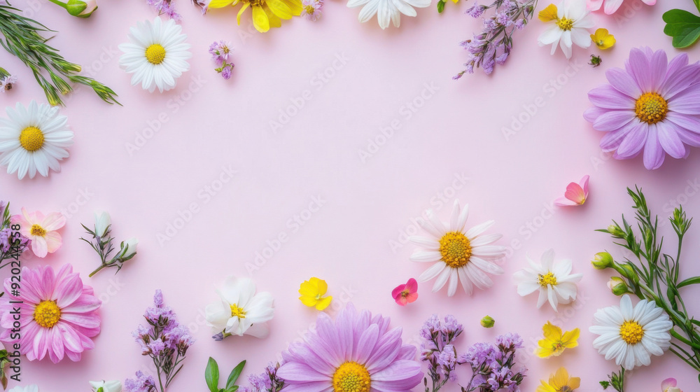 Colorful flowers on a background in pastel tones for graphic design or wallpaper. Colorful flowers on a background in pastel tones for graphic design or wallpaper.