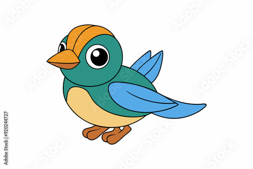 Kawaii Gurney's Pitta Bird Vector Illustration Clipar