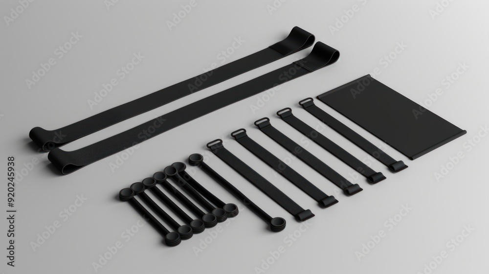 Black straps, ties and buckles. Black straps, ties and buckles.