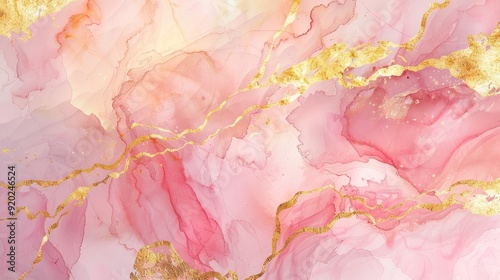 Abstract Pink and Gold Swirls