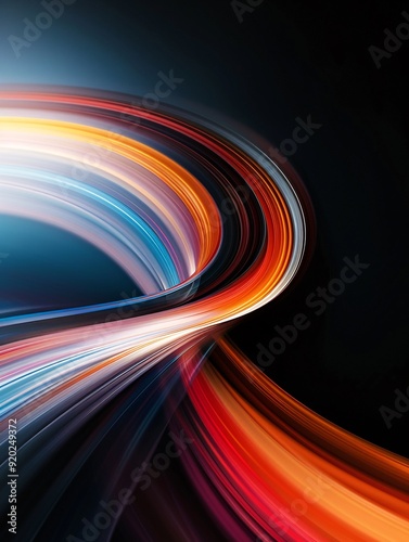 Streams of light trails forming abstract patterns, organic shapes, dynamic and vibrant. ,