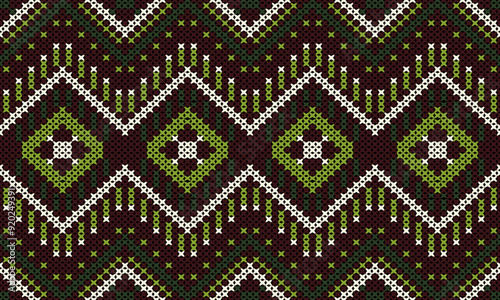 Soft rhombus argyle knitting texture geometric vector seamless. Jacquard knit effect ornament. Scandinavian style seamless knitted pattern. Handicraft backdrop.
