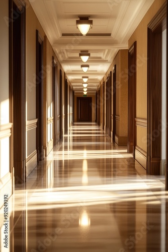Long hallway with light