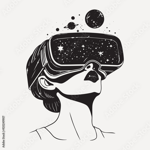 Virtual reality space exploration illustration