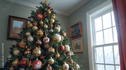 Cherished Christmas Tree with Heirloom Ornaments and Tinsel Reflecting Family Traditions