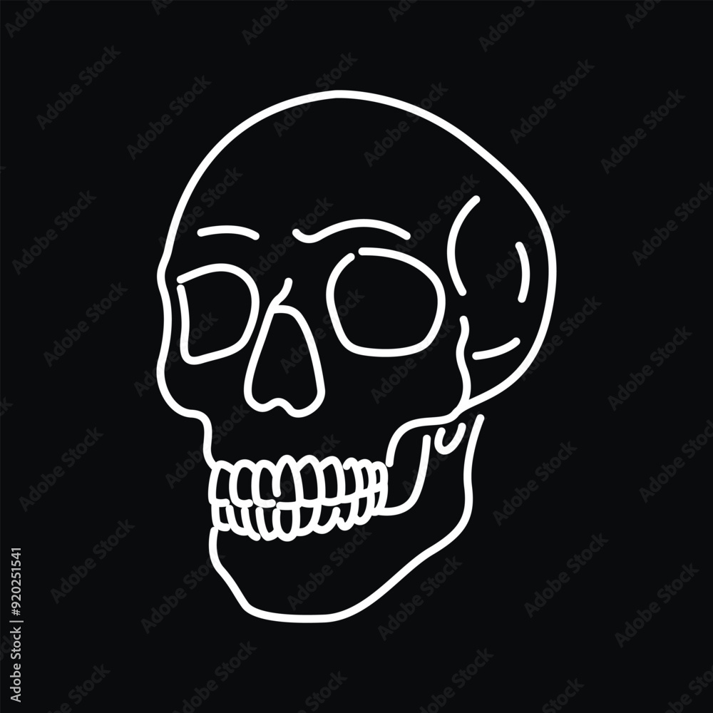 Fototapeta premium Human Head Anatomy Horror Skull 1 Monoline Illustration