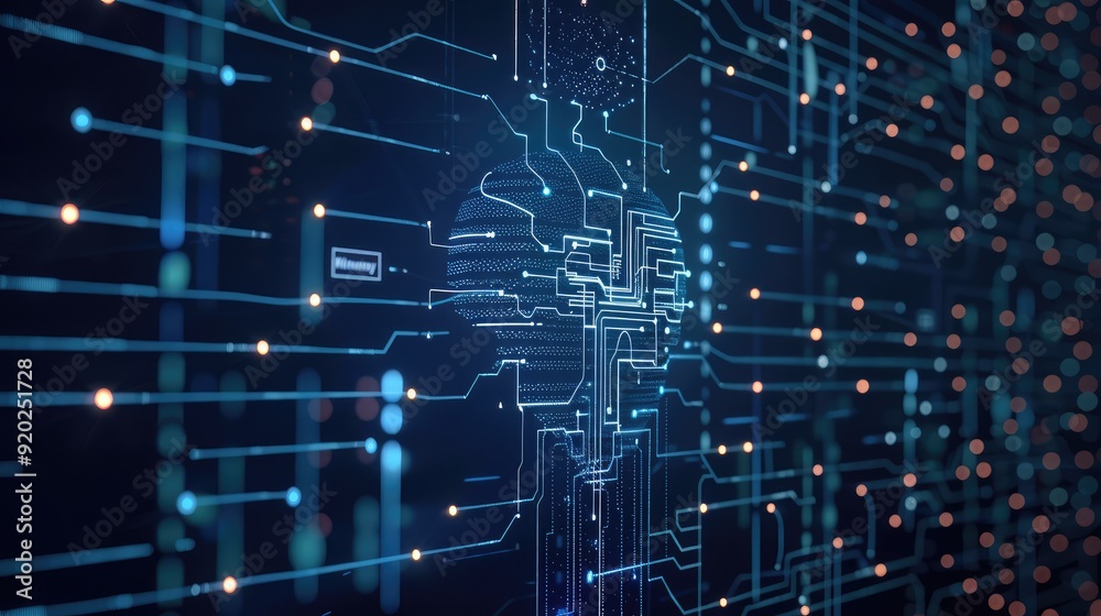 Obraz premium Digital Brain: Abstract Representation of Artificial Intelligence