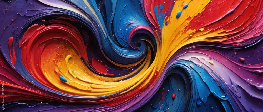 Dynamic and vibrant abstract background featuring colorful paint swirls in blue, red, yellow, purple, and pink tones. Dynamic and vibrant abstract background featuring colorful paint swirls in blue, red, yellow, purple, and pink tones.