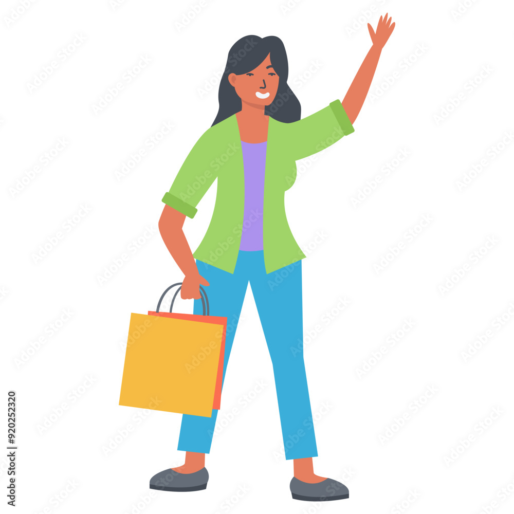 Woman Carrying Shopping Bags Illustration in Flat Cartoon Design. Vector Character Woman Carrying Shopping Bags Illustration in Flat Cartoon Design. Vector Character