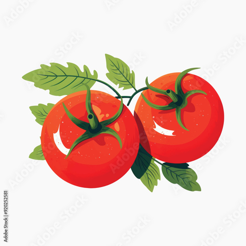 Fresh ripe tomatoes with leaves