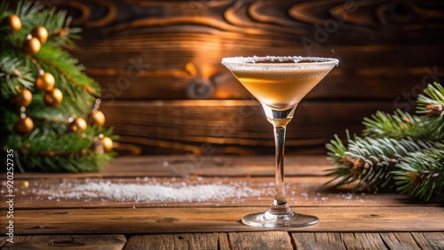 Wallpaper Mural A delicate, elegantly shaped cocktail glass sits vacant, rimmed with a subtle sugar crust, on a polished wooden surface, awaiting its next festive filling. Torontodigital.ca