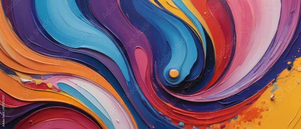 Dynamic and vibrant abstract background featuring colorful paint swirls in blue, red, yellow, purple, and pink tones. Dynamic and vibrant abstract background featuring colorful paint swirls in blue, red, yellow, purple, and pink tones.