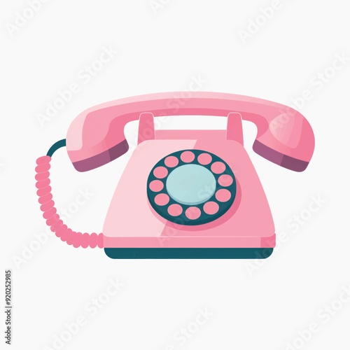 Vintage pink rotary phone illustration