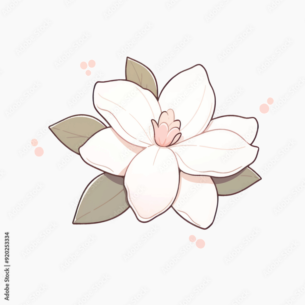 Elegant white magnolia flower illustration Elegant white magnolia flower illustration