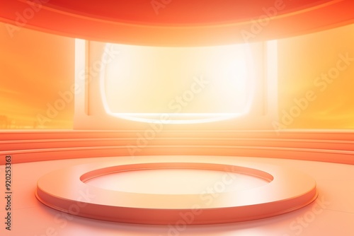 Orange circular platform with a bright window.