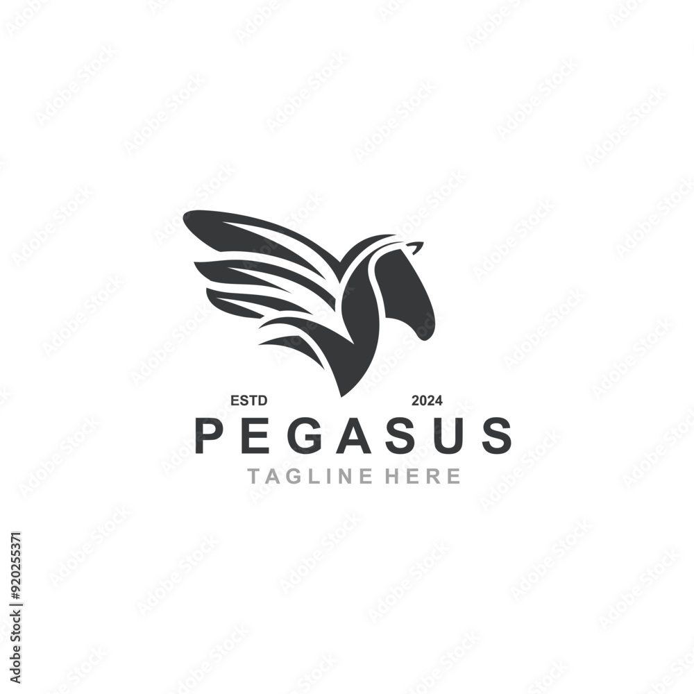 Pegasus horse Logo minimalist, Line art, Modern simple mascot, Mystic premium emblem template Pegasus horse Logo minimalist, Line art, Modern simple mascot, Mystic premium emblem template