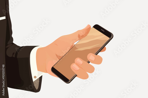 Hand holding smartphone illustration