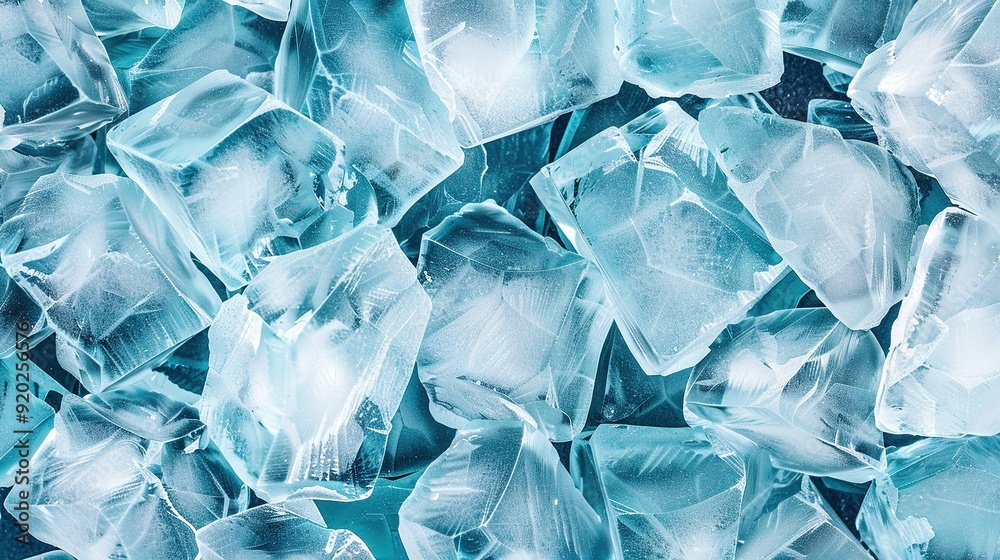 A stack of blue and white ice cubes on top of a pile of ice cubes A stack of blue and white ice cubes on top of a pile of ice cubes