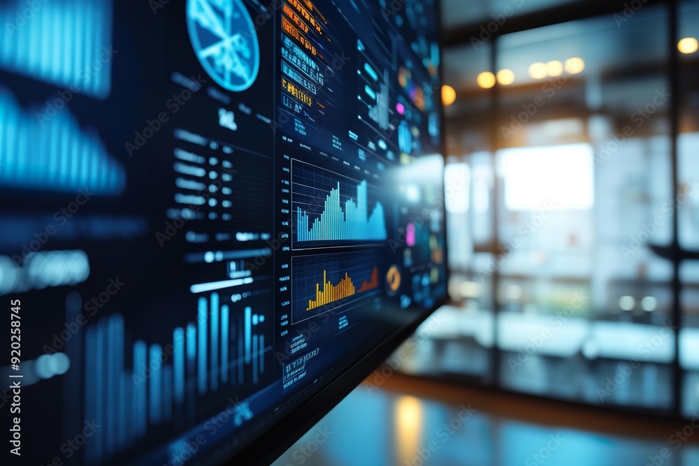 computer screen with business data dashboards and complicated computer programs. computer screen with business data dashboards and complicated computer programs.