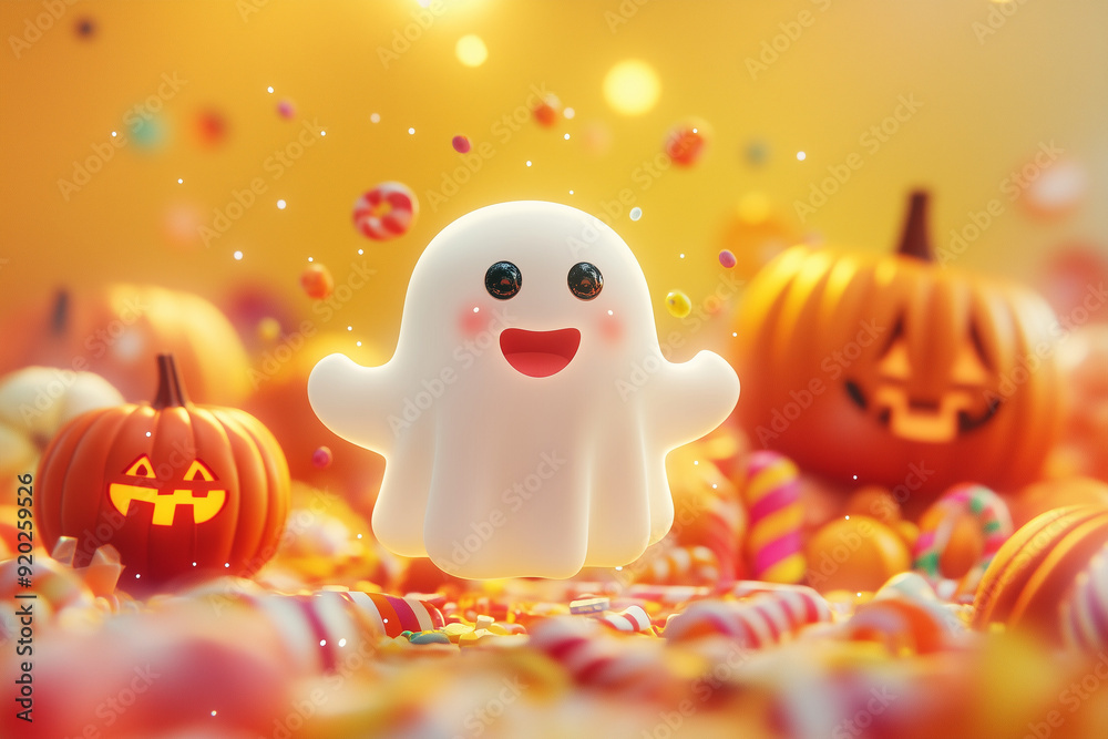 Cute Ghost playful 3D vibrant, Halloween Cute Ghost playful 3D vibrant, Halloween