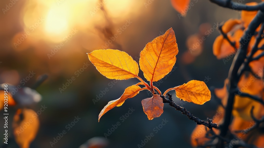 A tight shot of a tree leaf on a branch, sun rays filtering through surrounding foliage A tight shot of a tree leaf on a branch, sun rays filtering through surrounding foliage