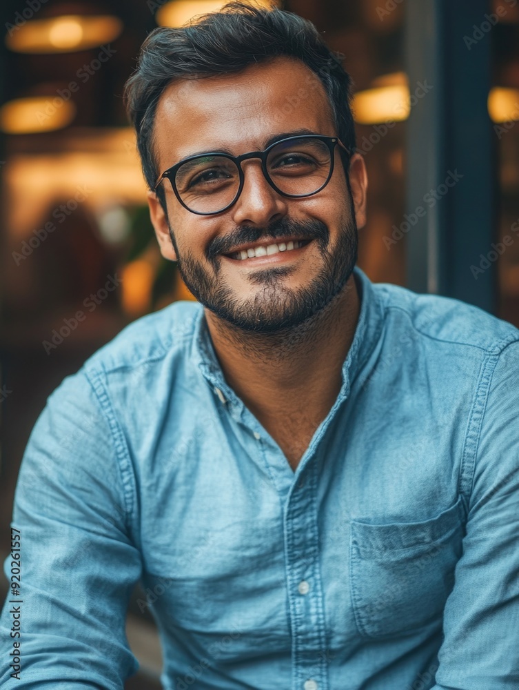 Man with glasses and beard smiling Man with glasses and beard smiling