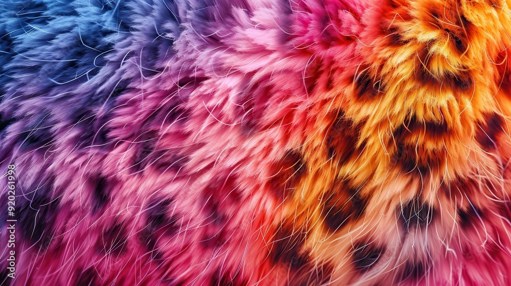 A vibrant mixture of colorful fur patterns featuring bright and warm hues blending together beautifully A vibrant mixture of colorful fur patterns featuring bright and warm hues blending together beautifully