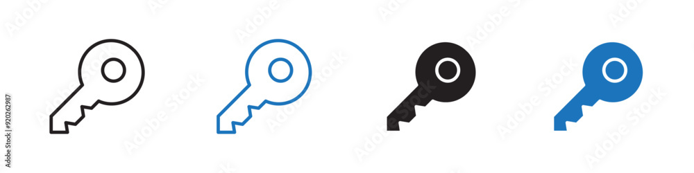 Key icon Flat symbol set outline Key icon Flat symbol set outline