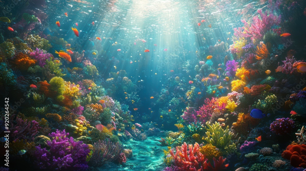 Naklejka premium Vibrant Underwater Paradise