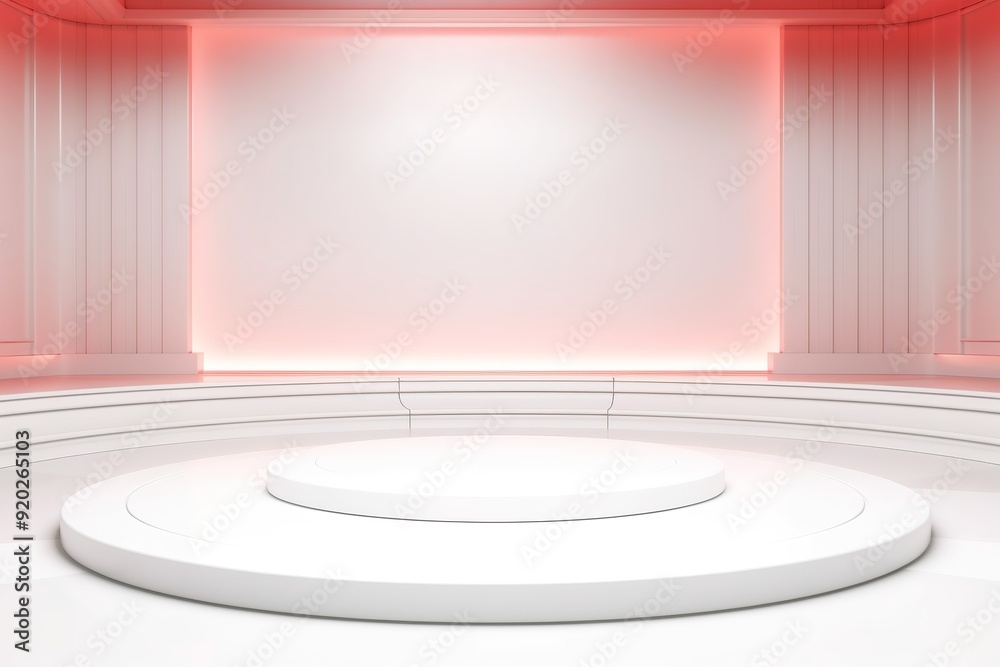 White podium with pink light for product display. White podium with pink light for product display.