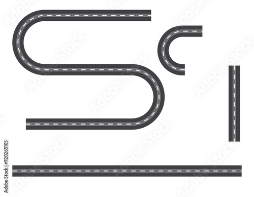 Road isolated on transparent background icons. Vector illustration.