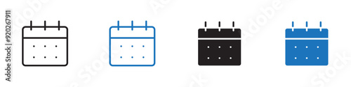 Calender icon Outline set  in black and white color