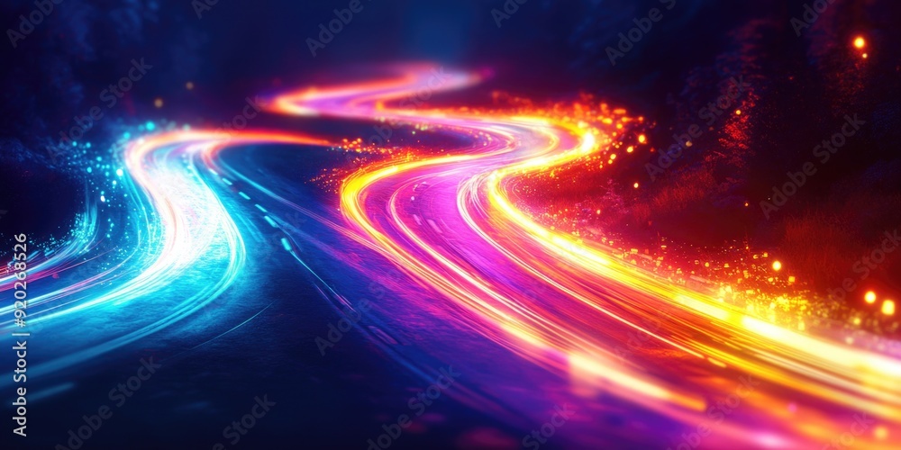 Obraz premium Night Road Long Exposure