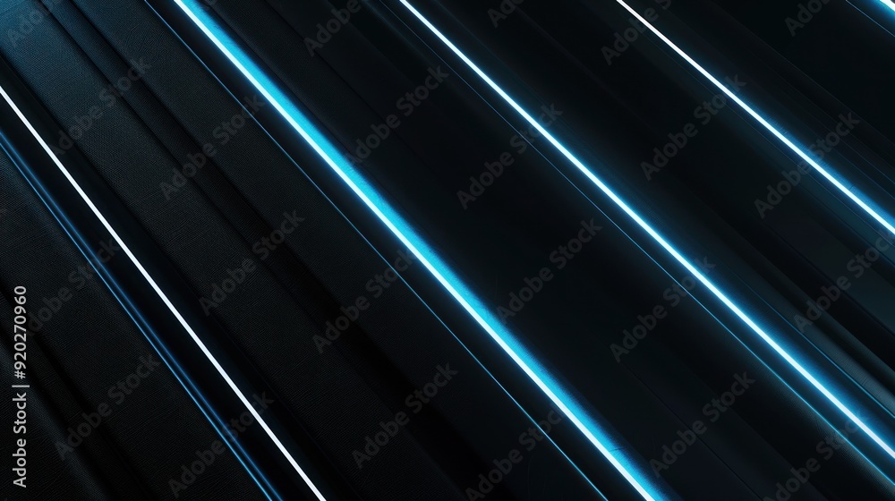 Abstract Diagonal Blue Neon Lines on Black Background Abstract Diagonal Blue Neon Lines on Black Background