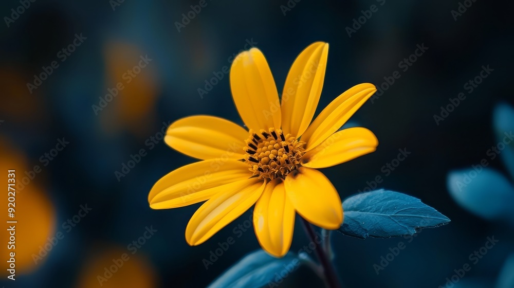 A tight shot of a yellow bloom against a backdrop of green foliage in the foreground, with a softly blurred background A tight shot of a yellow bloom against a backdrop of green foliage in the foreground, with a softly blurred background